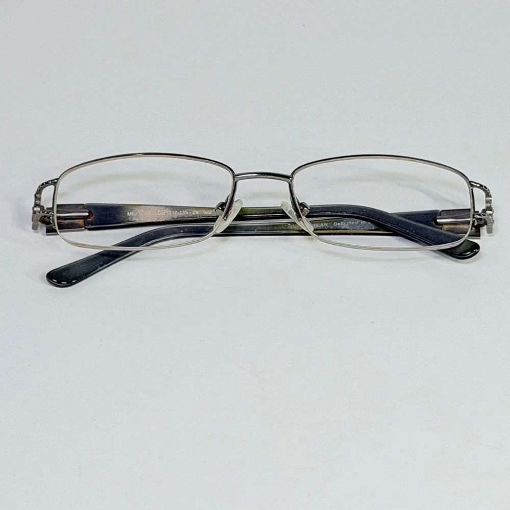 Milan Designed Palm Springs Teal Gunmetal Rectangular Eyeglass Frames MIL-181C